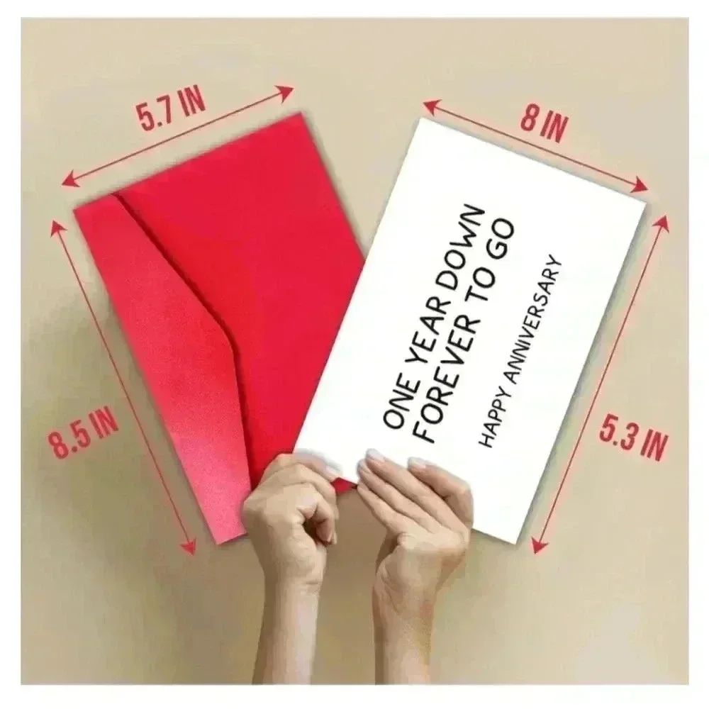 Unbranded Anniversary Card,‎ Greeting Card, One Year Down Forever To Go, Red